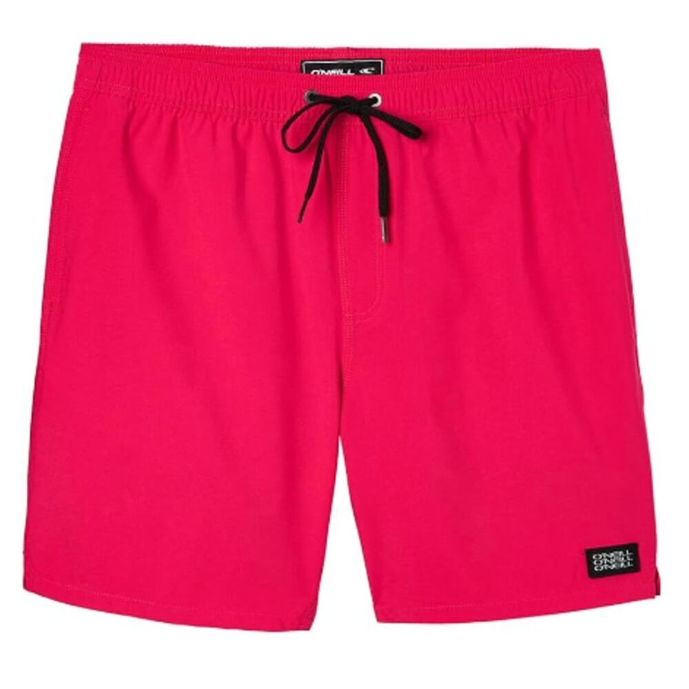 O'Neill Men's Flat Front Swim Shorts in Hot Pink with Black Drawstring
